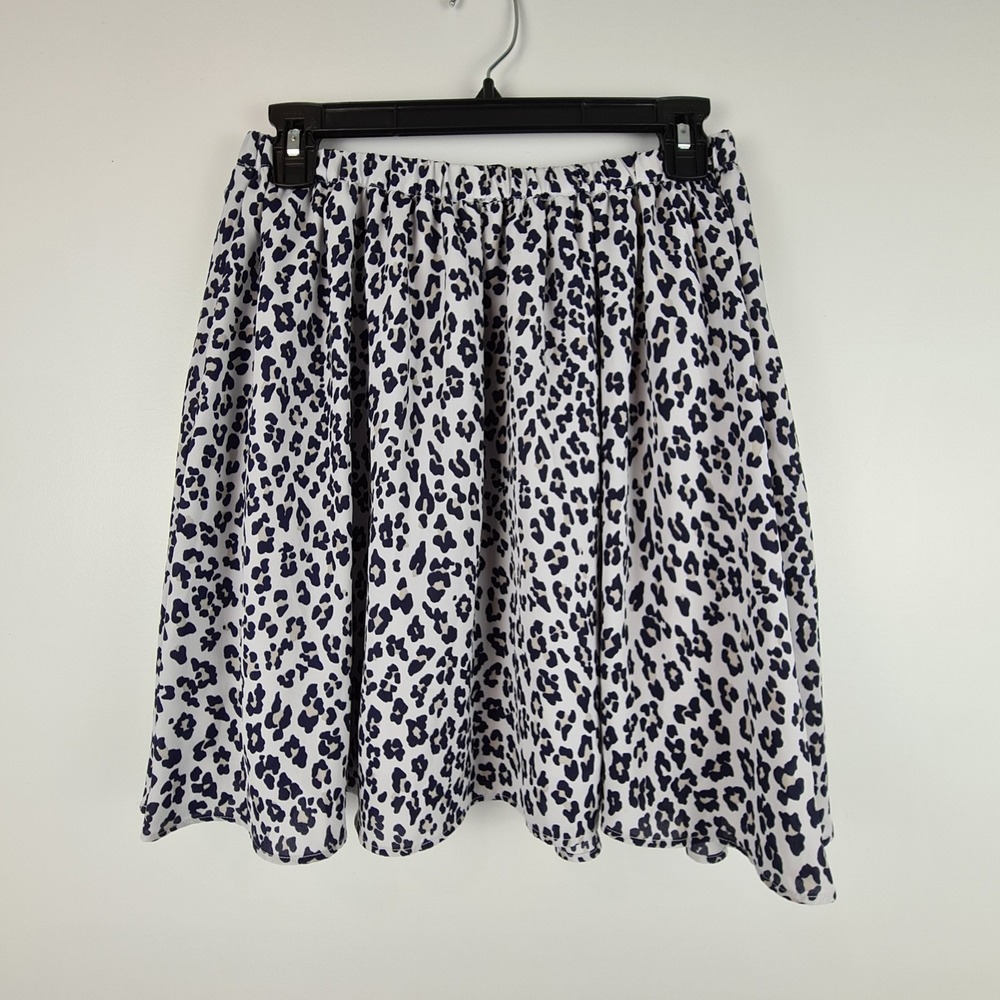Banana Republic Women's Skirt‎ Cheetah Animal Print Small Gray Blue Tan Flirty
